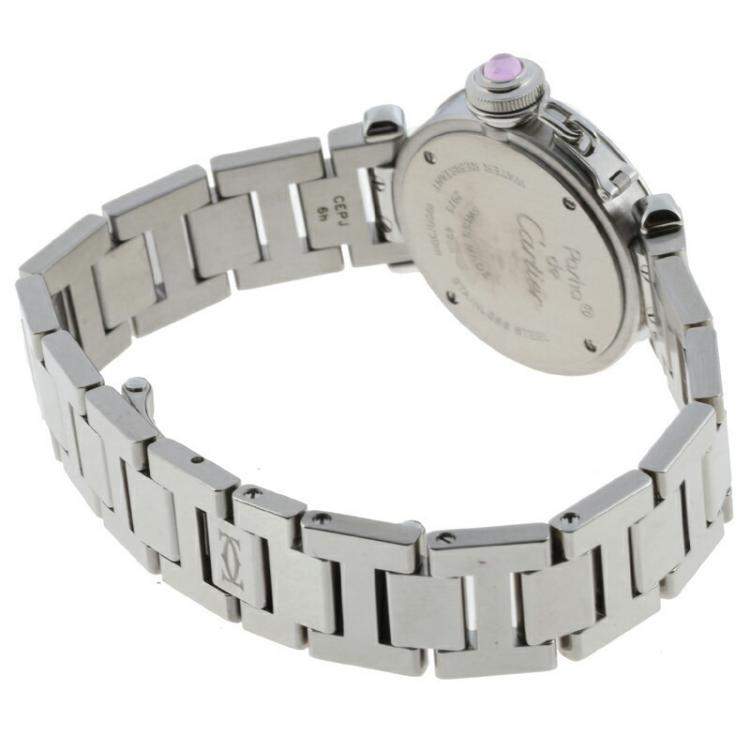 مملوكة مسبقًا Cartier Pink Stainless Steel Miss Pasha W3140008 Women's Wristwatch 27 MM