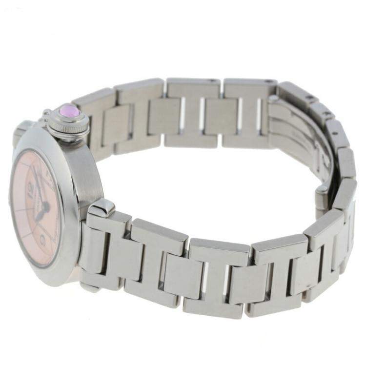 مملوكة مسبقًا Cartier Pink Stainless Steel Miss Pasha W3140008 Women's Wristwatch 27 MM