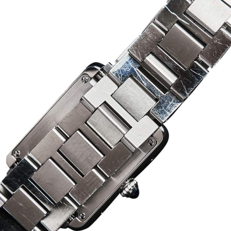 Pre Owned Cartier Silver Stainless Steel Tank Solo W5200013 Women's Wristwatch 24 mm