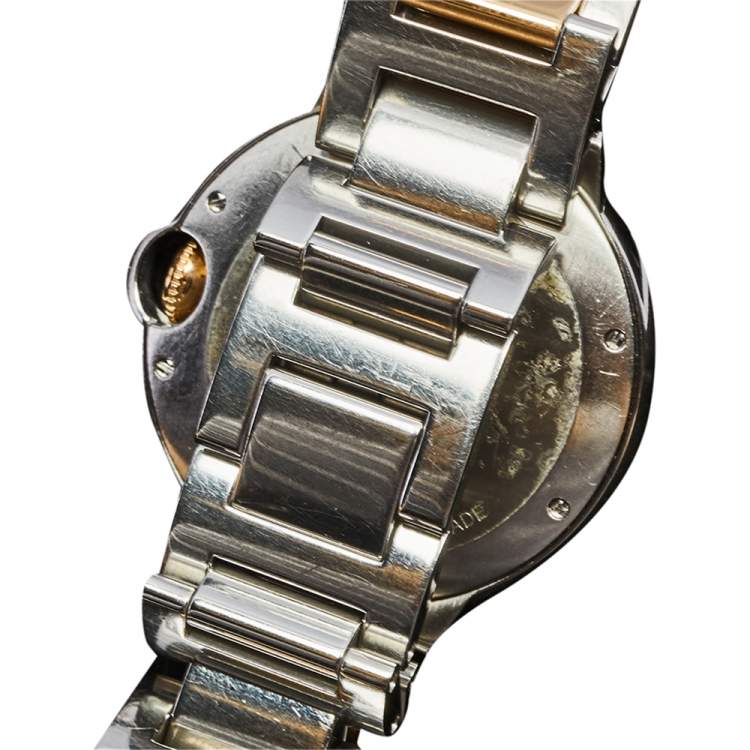 Pre Owned Cartier Silver 18k Rose Gold Stainless Steel Diamond Ballon Bleu WE902078 Women's Wristwatch 36 mm