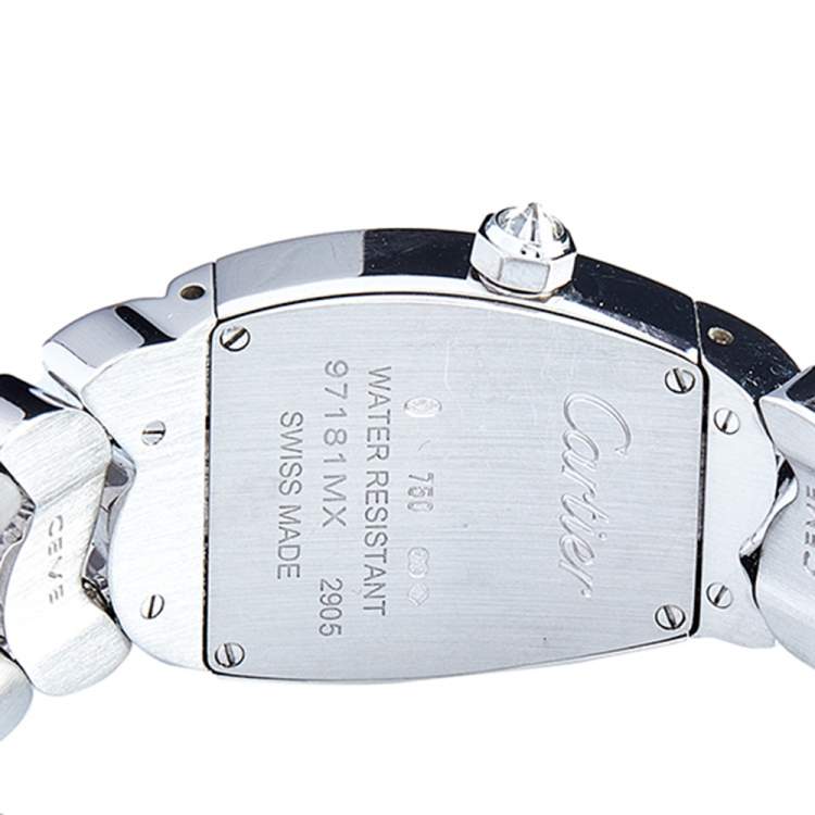 Pre Owned Cartier Silver 18k White Gold Diamonds La Dona De Cartier WE60085G Women's Wristwatch 22 mm