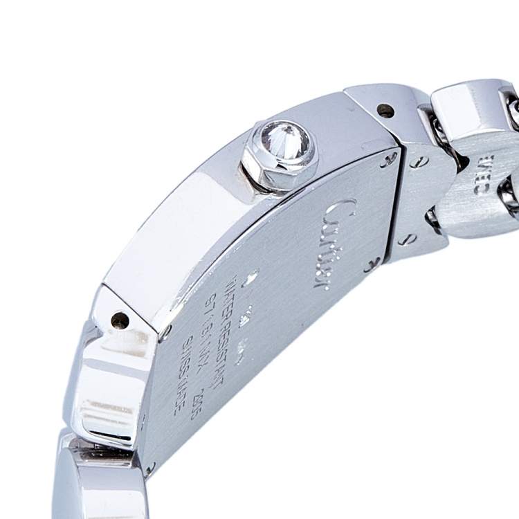 Pre Owned Cartier Silver 18k White Gold Diamonds La Dona De Cartier WE60085G Women's Wristwatch 22 mm