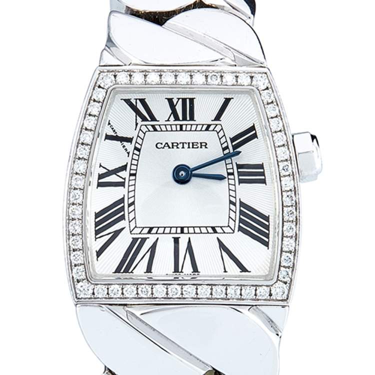 Pre Owned Cartier Silver 18k White Gold Diamonds La Dona De Cartier WE60085G Women's Wristwatch 22 mm