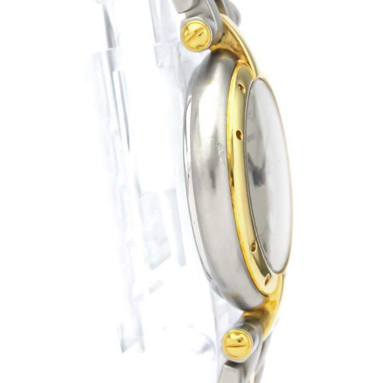 Pre Owned Cartier Silver 18K Yellow Gold And Stainless Steel Panthere Quartz Women's Wristwatch 22 MM