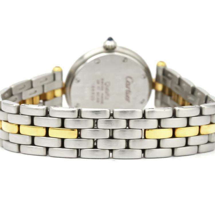 Pre Owned Cartier Silver 18K Yellow Gold And Stainless Steel Panthere Quartz Women's Wristwatch 22 MM