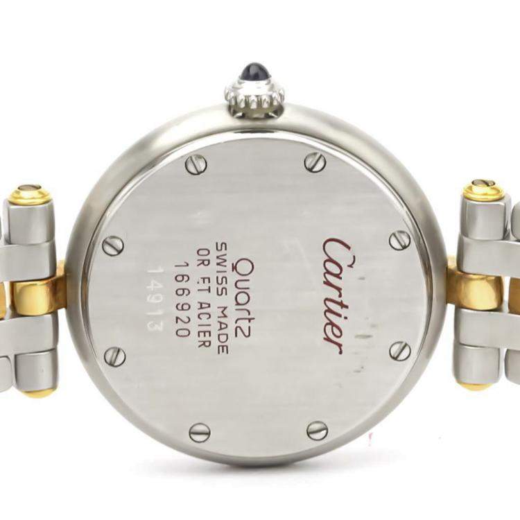 Pre Owned Cartier Silver 18K Yellow Gold And Stainless Steel Panthere Quartz Women's Wristwatch 22 MM
