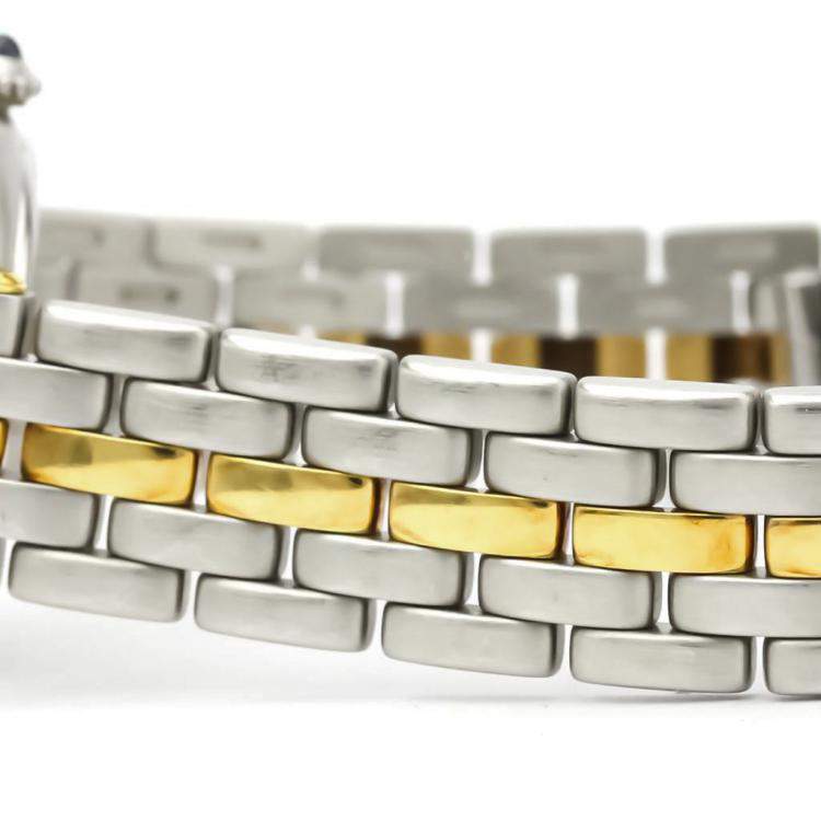 Pre Owned Cartier Silver 18K Yellow Gold And Stainless Steel Panthere Quartz Women's Wristwatch 22 MM