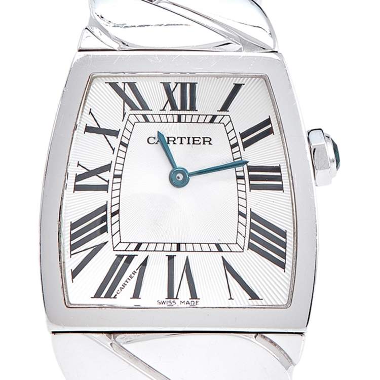 Pre Owned Cartier Silver 18k White Gold La Dona W640050J Women's Wristwatch 28 mm 