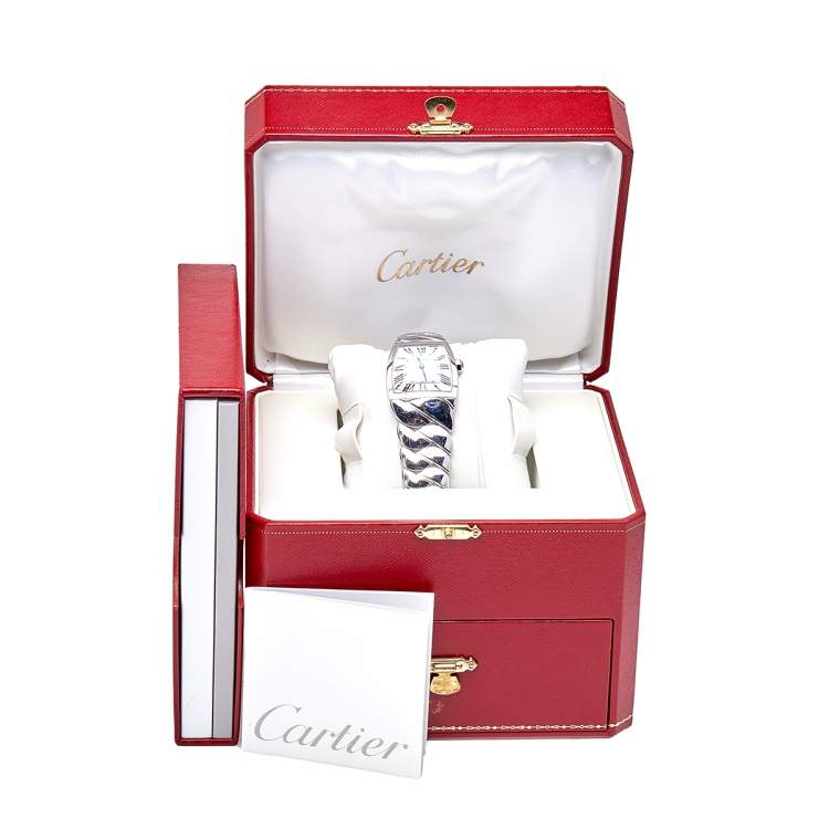 Pre Owned Cartier Silver 18k White Gold La Dona W640050J Women's Wristwatch 28 mm 