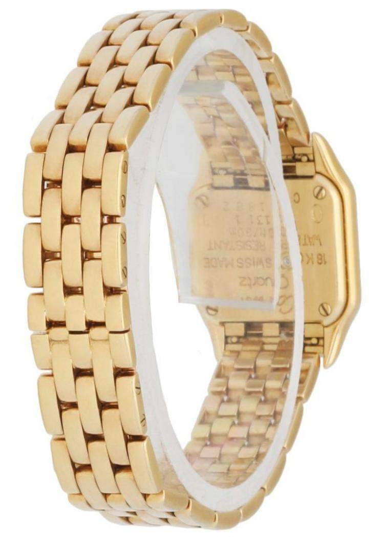 Pre Owned Cartier MOP Diamonds 18K Yellow Gold Panthere Mini 11301 Women's Wristwatch 17 MM