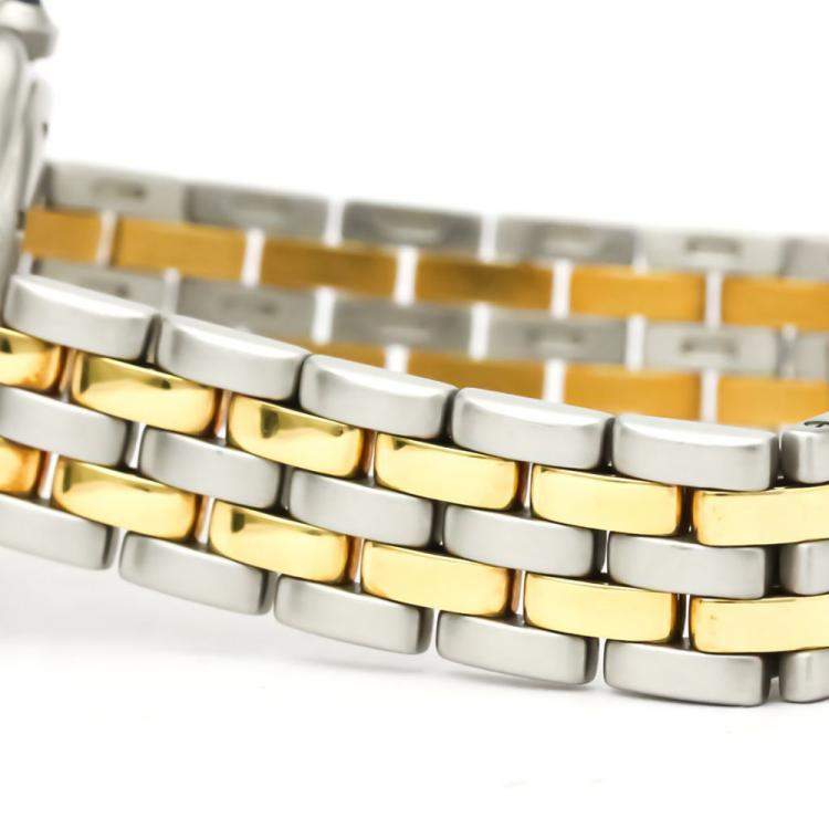 Pre Owned Cartier Silver 18K Yellow Gold And Stainless Steel Panthere Cougar Quartz Women's Wristwatch 26 MM