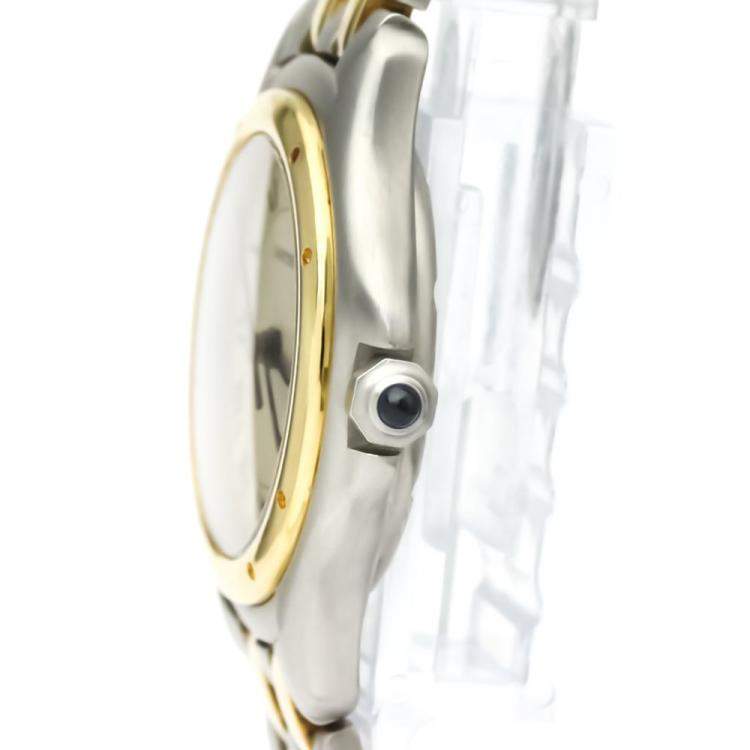 Pre Owned Cartier Silver 18K Yellow Gold And Stainless Steel Panthere Cougar Quartz Women's Wristwatch 26 MM
