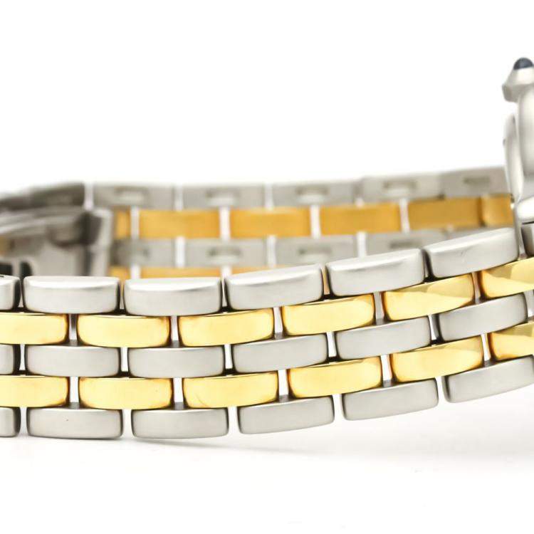 Pre Owned Cartier Silver 18K Yellow Gold And Stainless Steel Panthere Cougar Quartz Women's Wristwatch 26 MM