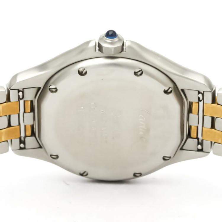 Pre Owned Cartier Silver 18K Yellow Gold And Stainless Steel Panthere Cougar Quartz Women's Wristwatch 26 MM