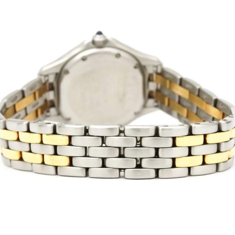 Pre Owned Cartier Silver 18K Yellow Gold And Stainless Steel Panthere Cougar Quartz Women's Wristwatch 26 MM