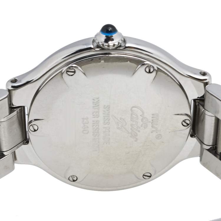 مملوكة مسبقًا Cartier Silver Stainless Steel Must De Cartier 21 1340 Women's Wristwatch 28 mm