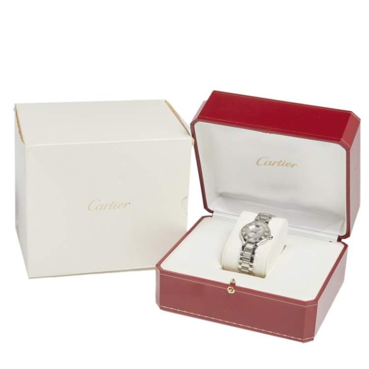 مملوكة مسبقًا Cartier Silver Stainless Steel Must De Cartier 21 1340 Women's Wristwatch 28 mm