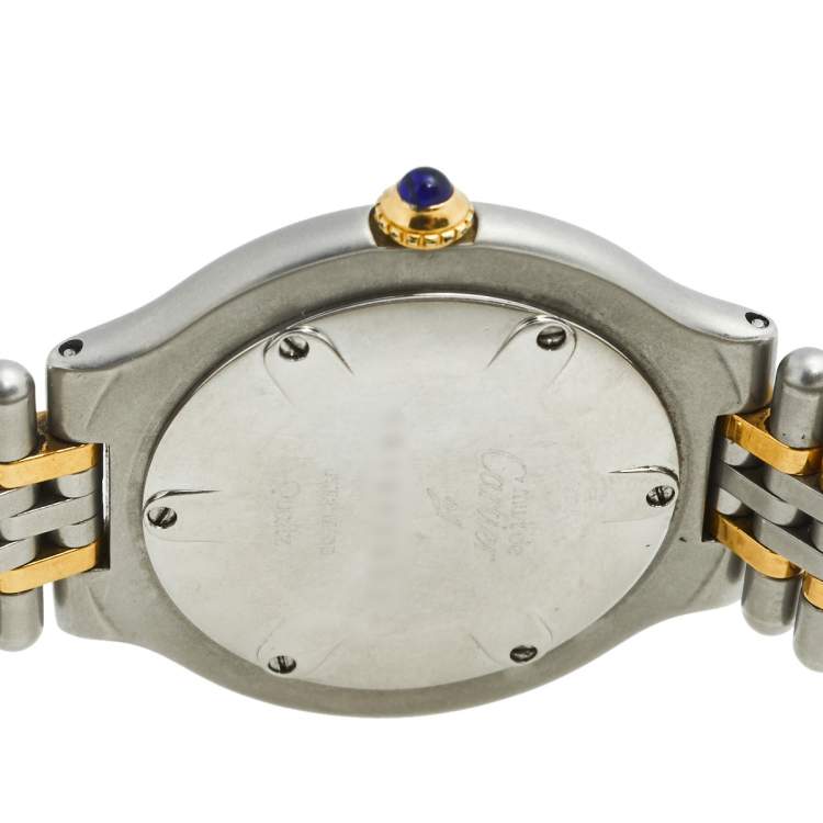 Pre Owned Cartier Cream Two Tone Stainless Steel Must 21 de Cartier 9010 Women's Wristwatch 31 mm