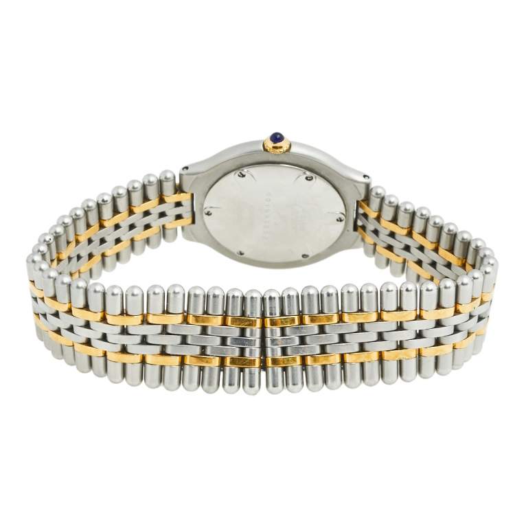 Pre Owned Cartier Cream Two Tone Stainless Steel Must 21 de Cartier 9010 Women's Wristwatch 31 mm