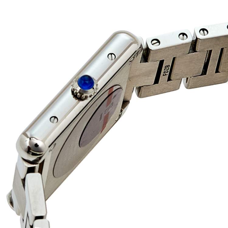 Pre Owned Cartier Silver Stainless Steel Tank Solo W5200013 Women's Wristwatch 24 mm