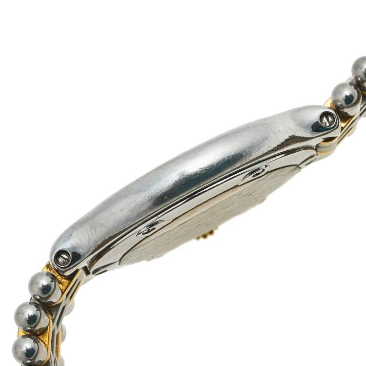 Pre Owned Cartier Cream 18K Yellow Gold and Stainless Steel Must De Cartier 21 125000P Women's Wristwatch 28 mm