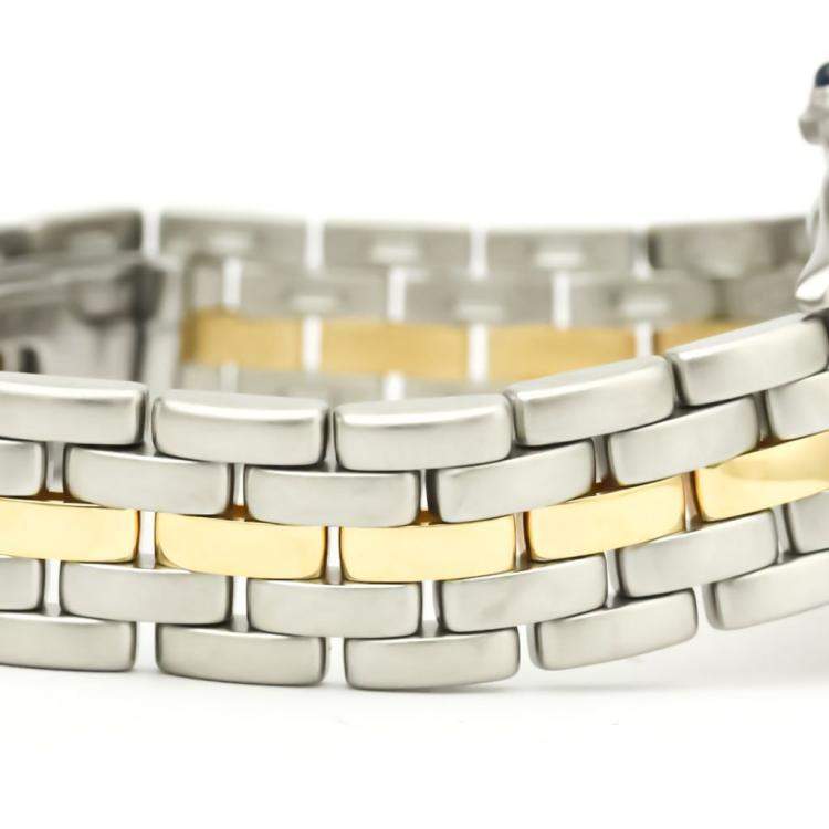 مملوكة مسبقًا Cartier Silver 18K Yellow Gold Stainless Steel Panthere De Cartier Women's Wristwatch 22MM