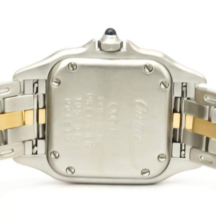 مملوكة مسبقًا Cartier Silver 18K Yellow Gold Stainless Steel Panthere De Cartier Women's Wristwatch 22MM