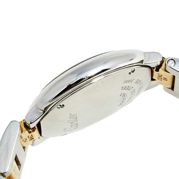 مملوكة مسبقًا Cartier White 18K Yellow Gold Stainless Steel Ballon Blue W69007Z3 Women's Wristwatch 29 MM