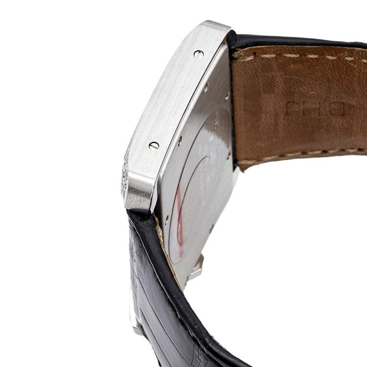 Pre Owned Cartier Cream 18k White Gold Diamond Alligator Tank Divan 2614 Women's Wristwatch 38 mm