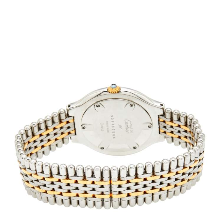 مملوكة مسبقًا Cartier Cream 18k Yellow Gold Stainless Steel Must 21 De Cartier Women's Wristwatch 34 mm