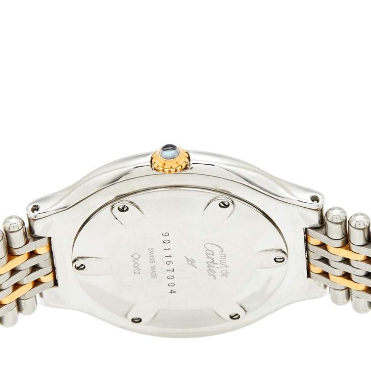 مملوكة مسبقًا Cartier Cream 18k Yellow Gold Stainless Steel Must 21 De Cartier Women's Wristwatch 34 mm