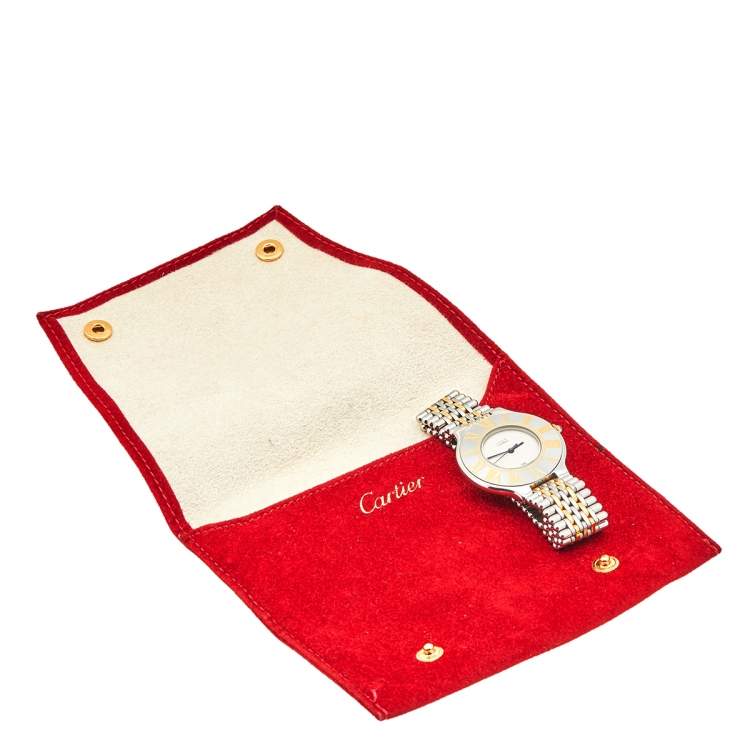 مملوكة مسبقًا Cartier Cream 18k Yellow Gold Stainless Steel Must 21 De Cartier Women's Wristwatch 34 mm