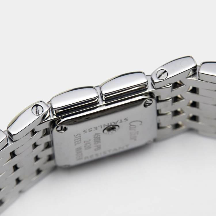 Pre Owned Cartier Mother of Pearl Stainless Steel Panthere Ruban W61002T9 Women's Wristwatch 22 mm