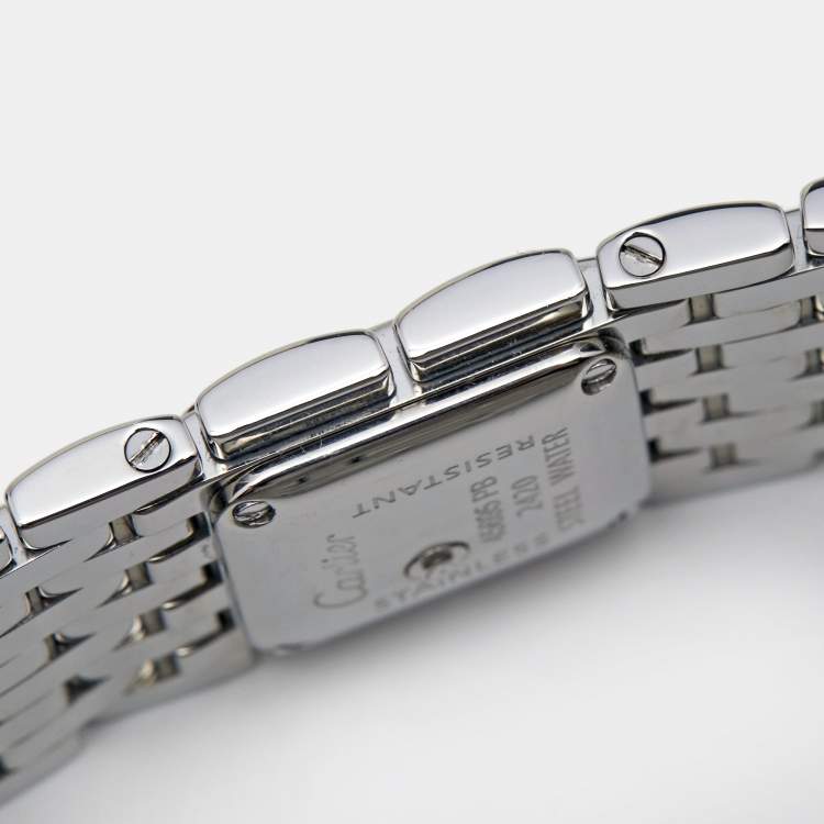 Pre Owned Cartier Mother of Pearl Stainless Steel Panthere Ruban W61002T9 Women's Wristwatch 22 mm