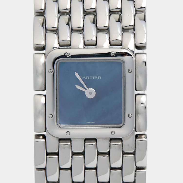 Pre Owned Cartier Mother of Pearl Stainless Steel Panthere Ruban W61002T9 Women's Wristwatch 22 mm