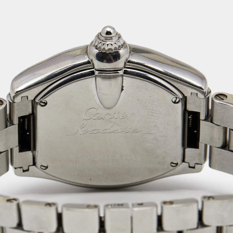 Pre Owned Cartier Pink Stainless Steel Roadster 2675 Women's Wristwatch 31 mm 