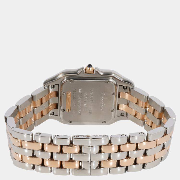 Pre Owned Cartier Silver Rose Gold And Stainless Steel  Panthere W3PN0007 Quartz Women's Wristwatch 27 mm