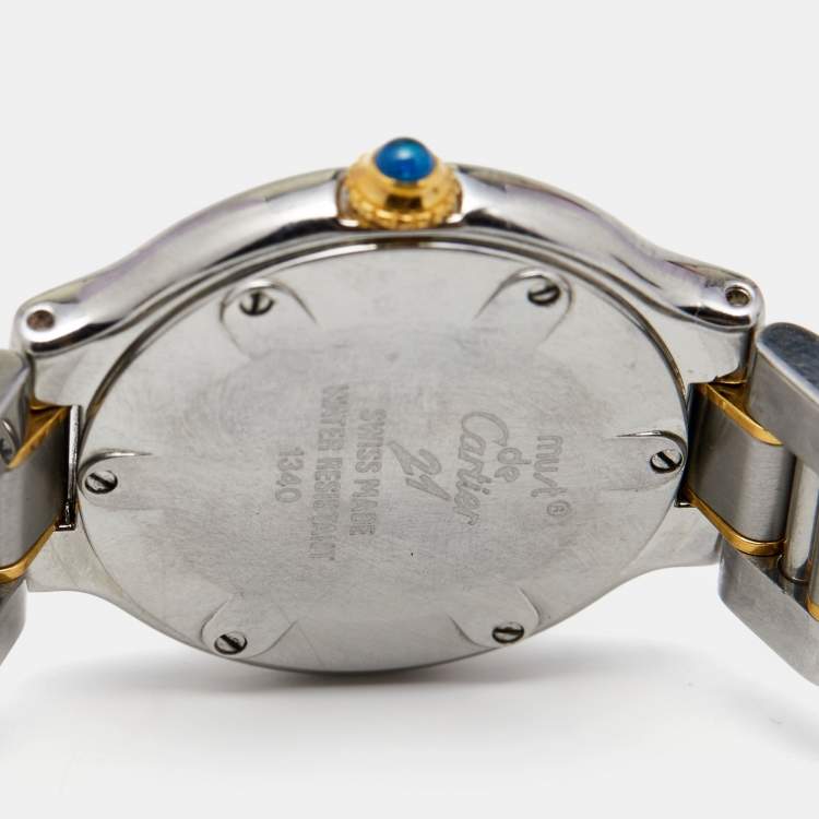 Pre Owned Cartier Silver 18k yellow Gold Stainless Steel Must 21 1340 Women's Wristwatch 28 mm