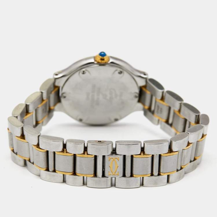 Pre Owned Cartier Silver 18k yellow Gold Stainless Steel Must 21 1340 Women's Wristwatch 28 mm