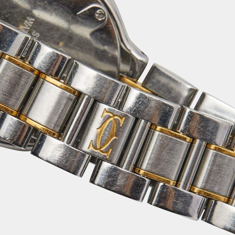 Pre Owned Cartier Silver 18k yellow Gold Stainless Steel Must 21 1340 Women's Wristwatch 28 mm