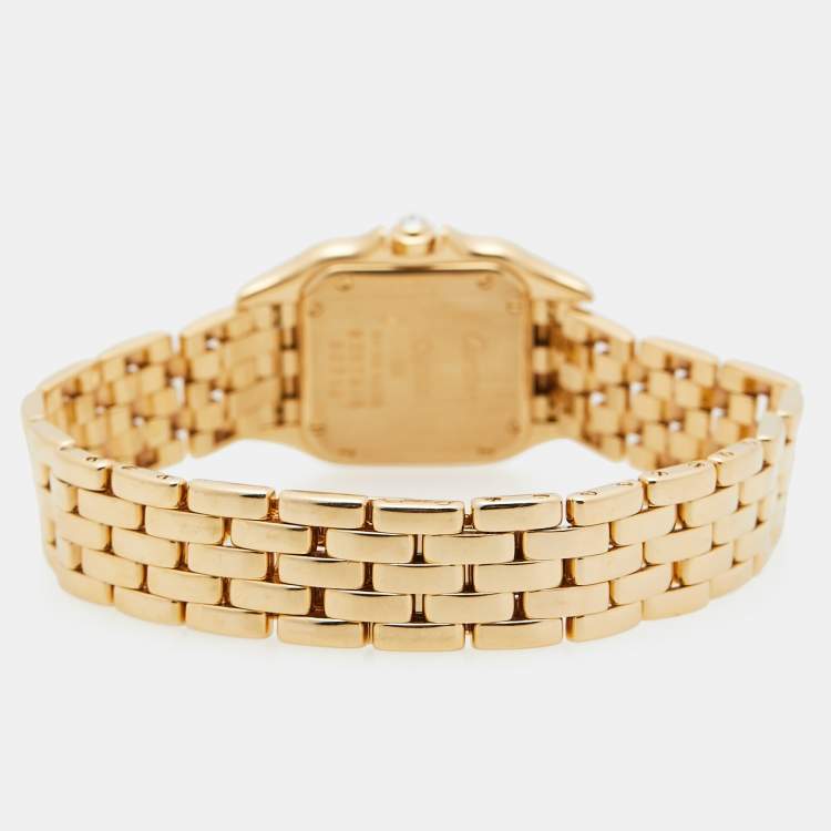 Pre Owned Cartier Cream 18k Yellow Gold Diamond Panthere 8057915 Women's Wristwatch 22 mm