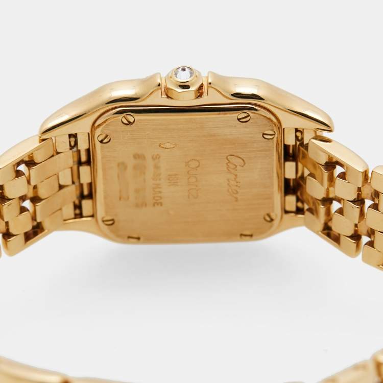Pre Owned Cartier Cream 18k Yellow Gold Diamond Panthere 8057915 Women's Wristwatch 22 mm