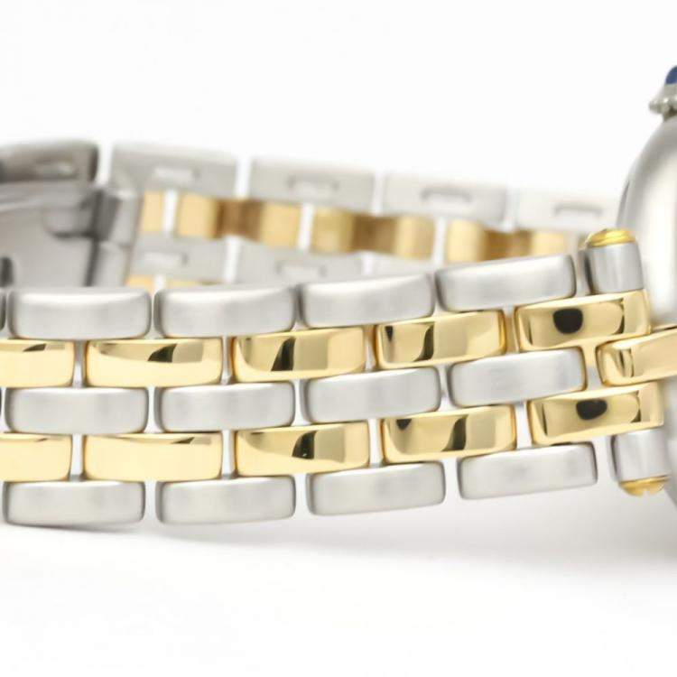 Pre Owned Cartier Silver 18K Yellow Gold And Stainless Steel Panthere 166920 Quartz Women's Wristwatch 24 mm