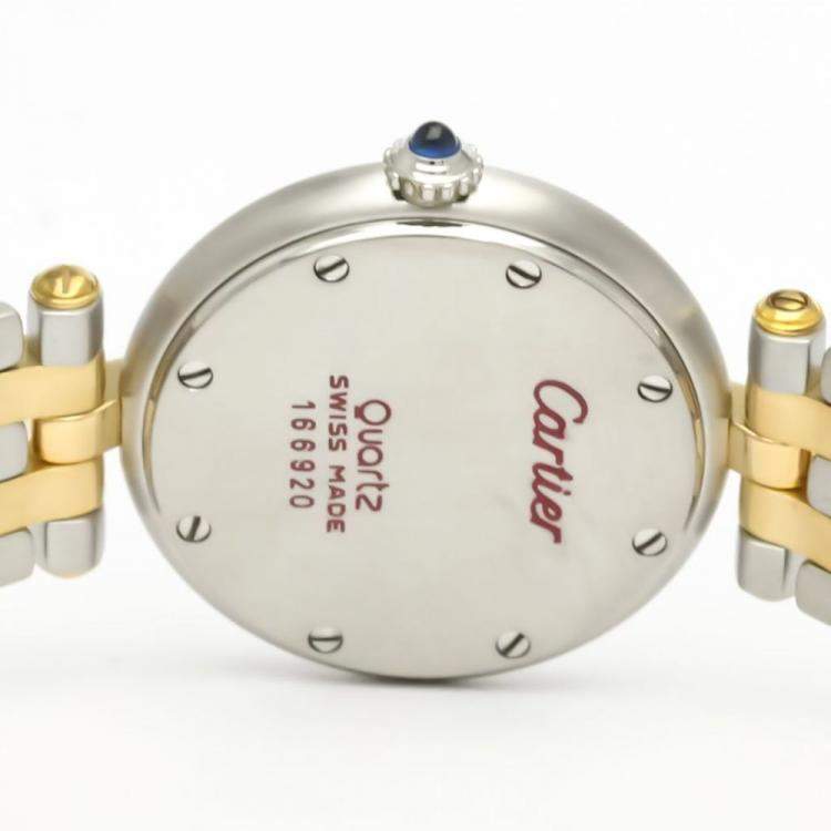 Pre Owned Cartier Silver 18K Yellow Gold And Stainless Steel Panthere 166920 Quartz Women's Wristwatch 24 mm