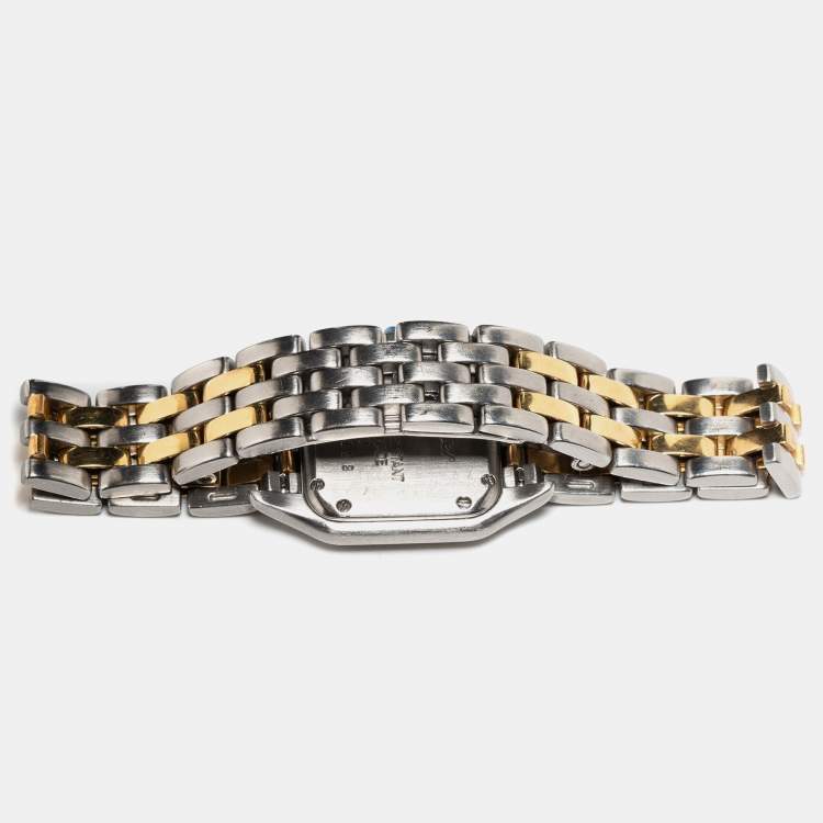 Pre Owned Cartier Cream 18k Yellow Gold And Stainless Steel Panthere 1120 Women's Wristwatch 22 MM