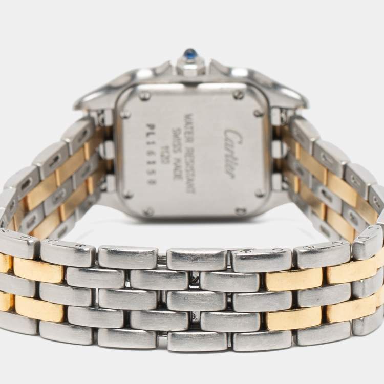 Pre Owned Cartier Cream 18k Yellow Gold And Stainless Steel Panthere 1120 Women's Wristwatch 22 MM