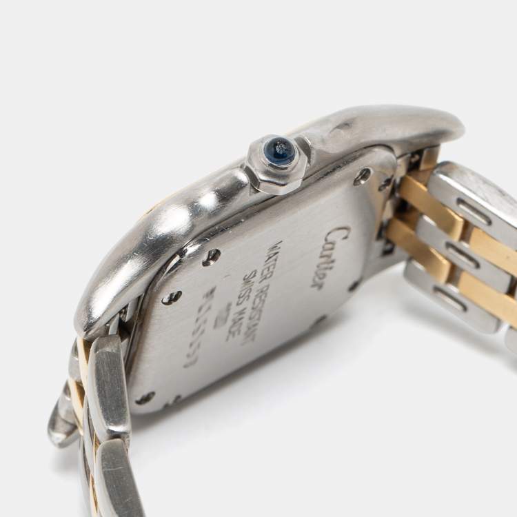 Pre Owned Cartier Cream 18k Yellow Gold And Stainless Steel Panthere 1120 Women's Wristwatch 22 MM