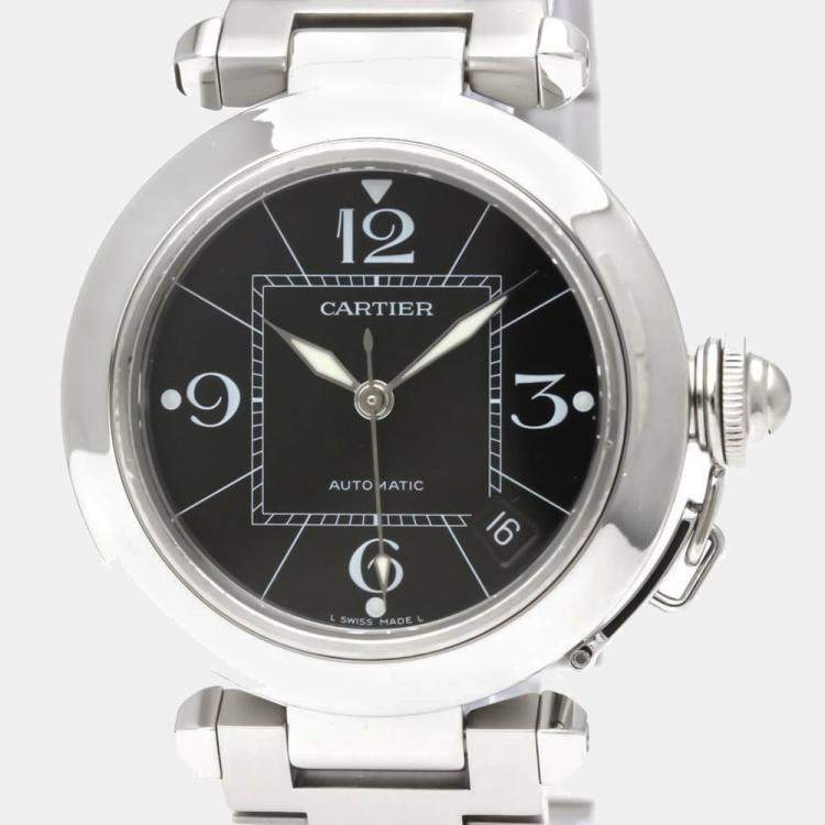 Pre Owned Cartier Black Stainless Steel Pasha W31076M7 Automatic Women's Wristwatch 35 mm