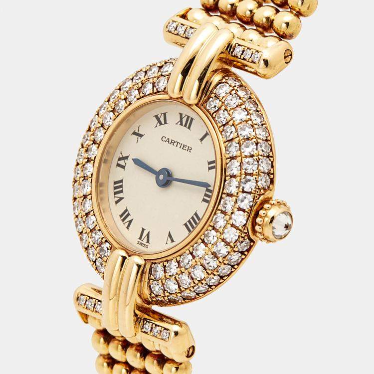 Cartier Cream 18k Yellow Gold Diamond Colisee 1628 Women s