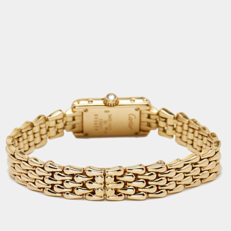 مملوكة مسبقًا Cartier Champagne 18K Yellow Gold Diamond Tank Louis 1360.1 Women's Wristwatch 15 mm